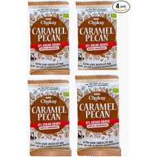 Chokay Organic Bar Set of 4 Caramel Pecan, Belgian Dark Chocolate with Pecans Nuts, Sea Salt and Natural Caramel Flavour, Vegan, Gluten-Free & Fair Trade 4 x 70 g