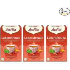 Yogi Tea - Joie de vivre, Ayurvedic Organic Spice and Herbal Tea, Naturally Caffeine-Free, Blend of Basil, Orange Peel and Chili, Yogi Tea Pack of 3, 3 x 17 Bags (51 Tea Bags Total)
