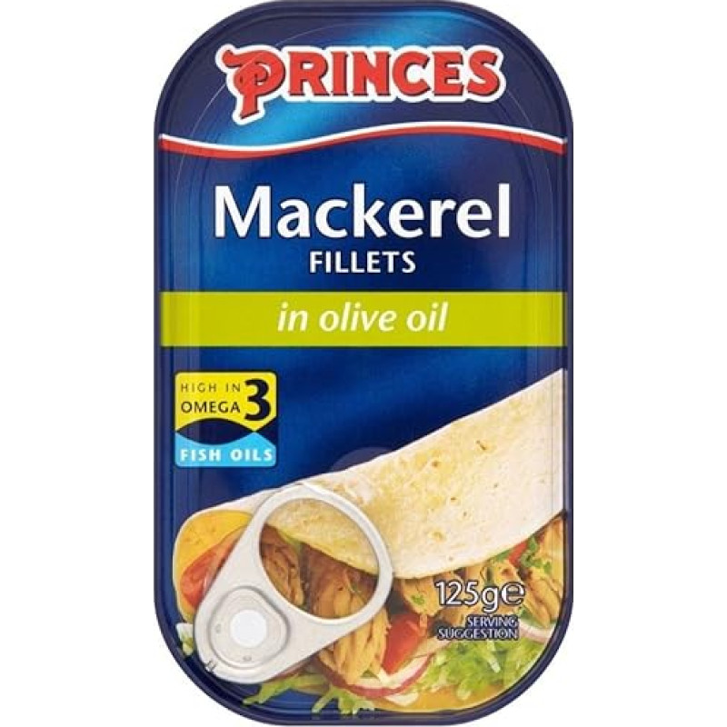 Princes Makrelenfilets in Olivenöl (125g) - Packung mit 6
