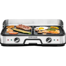 ROMMELSBACHER BBQ 2025 Table Grill, 2 Reversible Grill Plates (Ribbed and Smooth), Separately Adjustable, Ceramic Non-Stick Coating (PFAS Free), Temperatures up to 230 °C, 2 m Cable, 2000 W