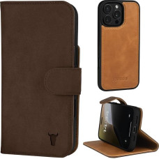 TORRO Nubuk Leather Case Compatible with iPhone 16 Pro, Leather Case with Magnetic Removable Wallet with Stand and Card Slots (Compatible with Official MagSafe Chargers), Dark Brown