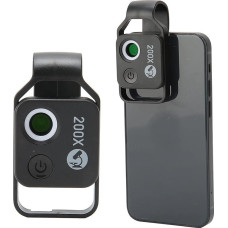 ciciglow mobiliojo telefono mikroskopas, 200X mobiliojo telefono kišeninis mikroskopas su CPL objektyvu, universalus mobiliojo telefono spaustukas, nešiojamas skaitmeninis mikroskopo fotoaparatas išmaniajam telefonui (juodas)