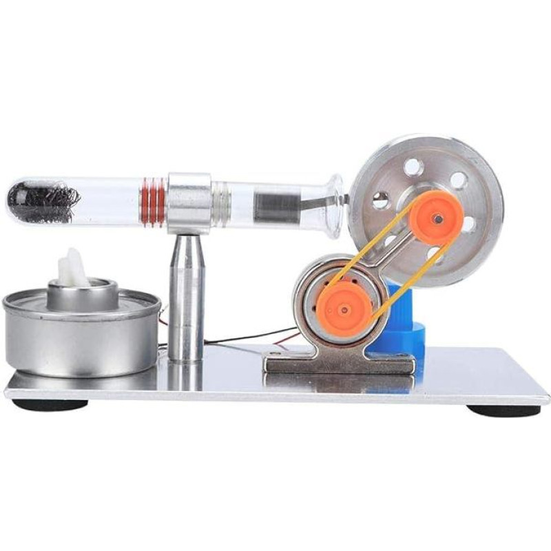 Premium Hot Air Stirling Motor, Solid Metal Construction, Power Generator for LED Lights, My First Stirling Motor