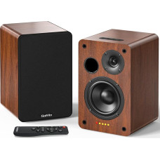 Saiyin Bluetooth Bookshelf, 40 W x 2 Powered TV Speaker with 4 Inch Woofer, Turntable Speaker with Optical/AUX Input/Subwoofer Line Out for PC and TVs