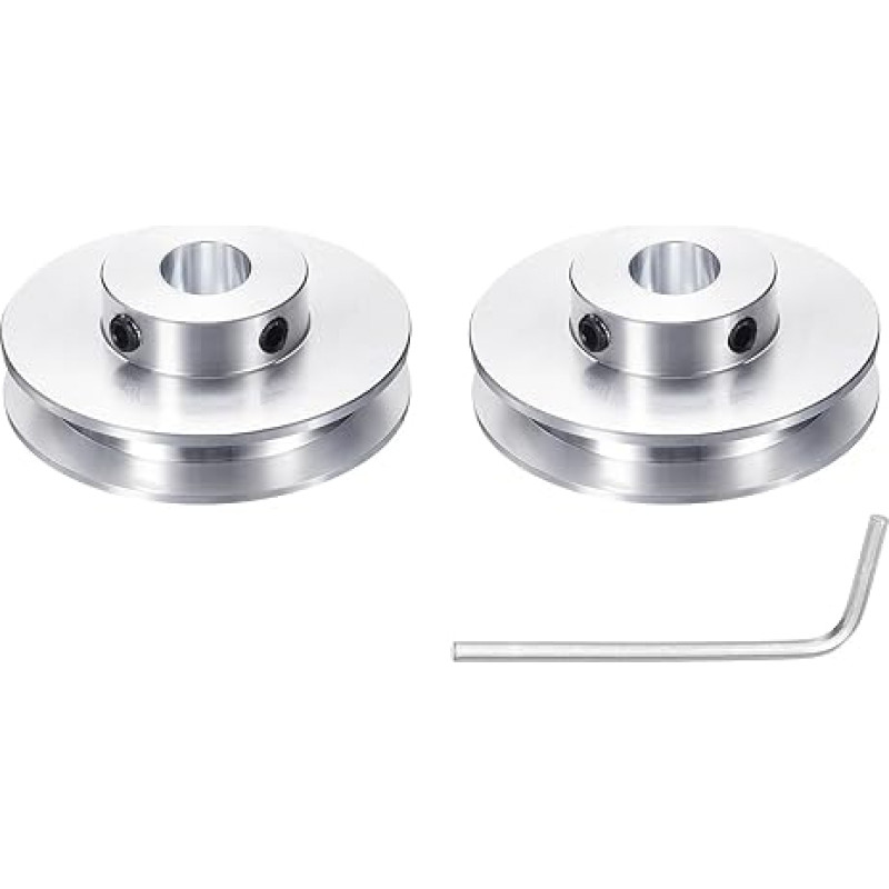 sourcing map 1 x Single Groove Pulley 11mm Fixed Bore 50mm OD Aluminum Alloy Mechanical Pulley with Hex Wrench for 6mm PU Round Belt