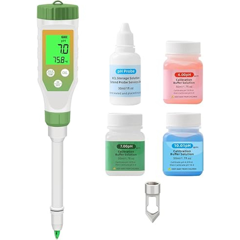 YIYEGO daugiafunkcinis skaitmeninis pH matuoklis maistui, didelio tikslumo sodo dirvožemio pH matuoklis su LCD ekranu, skirtas tirpalams, vandeniui ir maistui, mėsai, duonai, sūriui, baseinui, pH testeris