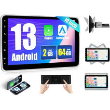 2G + 64G SIXWIN Android 13 automobilinis radijas 1 DIN su Carplay/Android Car, 10 colių 360° pasukamas nuimamas IPS jutiklinis ekranas GPS WiFi Bluetooth 5.0 FM RDS Mirror Link + 32EQ