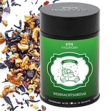 Hallingers Christmas Greetings - Christmas Loose Fruit Tea with Vanilla Orange & Rosehip Gift for Advent & Christmas (Tin) - Mother's Day Gift & Gift Ideas for Father's Day | Get Well Silve