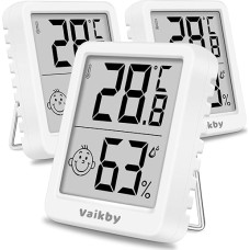 Hygrometer Thermometer Indoor Digital Vaikby Pack of 3 Humidity Meter & Room Thermometer, High Precision, Easy to Read, Energy Saving, for Indoor Use such as Living Room, Bedroom, Office