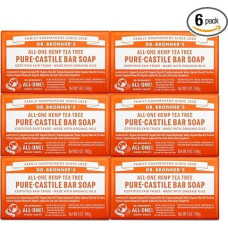 Dr. Bronner's Magic Soaps Pure Castil Soap All-One Hemp Tea Tree 5oz Bar (6 vnt.)