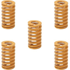 TNBCCXN Metalinės spyruoklės, suspaudimo spyruoklės, 3D spausdintuvo spyruoklė 14 mm OD 7 mm ID 25 mm ilgio spiralinio štampavimo lengvos apkrovos šildomos lovos spyruoklės suspaudimo pelėsių spyruoklės geltonos spalvos 5 vnt.