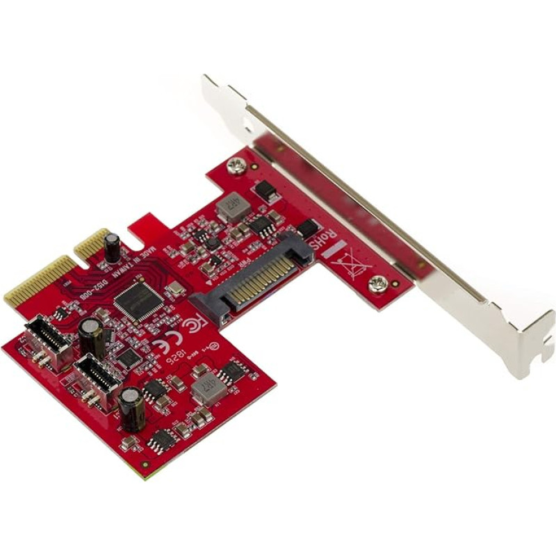 KALEA-INFORMATIQUE PCIe USB 3.1 + 10G valdiklio kortelė 2 vidiniai prievadai 20 priekinių jungčių - su žemo ir aukšto profilio kvadratu