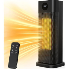 Minthouz ventiliatorinis šildytuvas, taupantis energiją, 2000 W PTC keraminis ventiliatorinis šildytuvas, 3 režimų elektrinis šildytuvas su termostatu, nuotolinio valdymo pultas, LED skaitmeninis ekranas, 12 val. laikmatis, 70° osciliacija, elektrinis šil