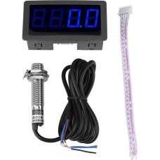 Skaitmeninis tachometras - 4 skaitmeniniai raudoni/mėlyni LED tachometrai + Hall artumo jungiklio jutiklis NPN (mėlynas)