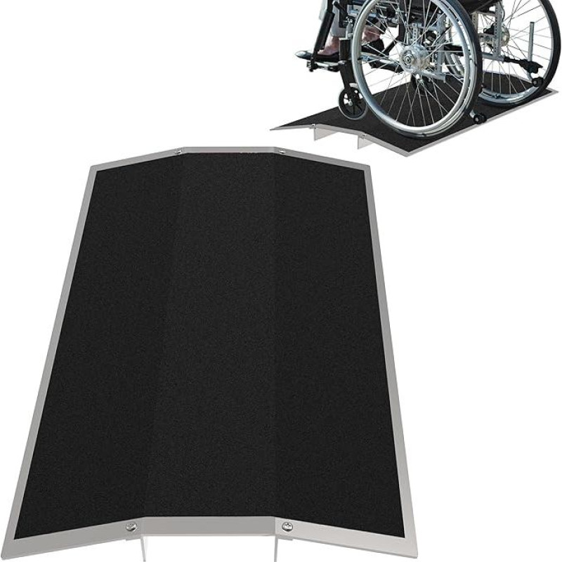 XARILK 80 cm pločio x 4 cm aukščio aliuminio tilto rampa su nuimamomis atramomis - 300 kg sunkiųjų vežimėlių rampa su neslystančiu paviršiumi, skirta vežimėliams, durims, privažiavimams
