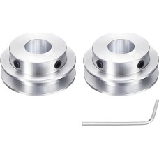 2 vienetų vieno griovelio skriemulys, 14 mm fiksuotas skylė, 40 mm OD aliuminio lydinio mechaninis skriemulys su šešiakampiu veržliarakčiu 6 mm PU apvaliam diržui