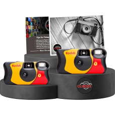 Clikoze Disposable Cameras Multipack - Disposable Cameras - Includes 2 Packs of Kodak Funsaver Disposable Cameras 35mm with 27 Exposures and Clikoze Photography Tips Card