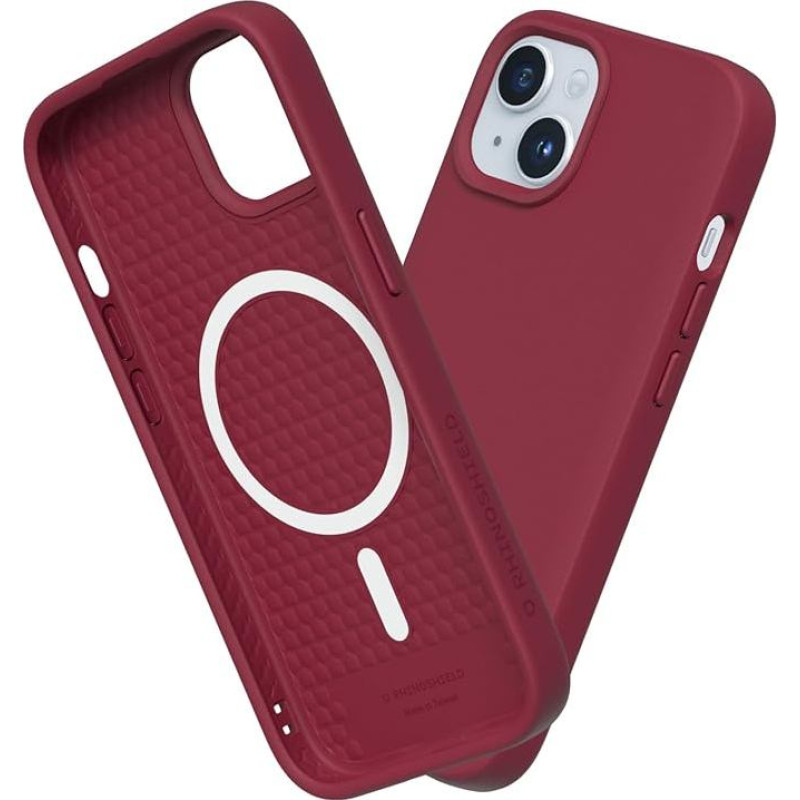 RhinoShield Case Compatible with (iPhone 15), SolidSuit - MagSafe Compatible, Shock Absorbing & Slim Protective Case with Premium Finish, 3.5 Metre Drop Protection, Bordeaux Red