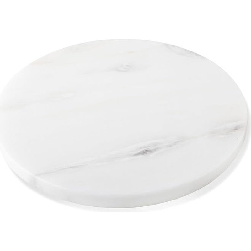 Cahzfie Luxury Africa Natural Marble Chopping Board, Round, Diameter 28 cm, Kitchen Board, Decorative Cheese Plate, Buffet Serving Plate, Cake Plate, Wedding Gift, Housewarming Gift (Namib Bianco)