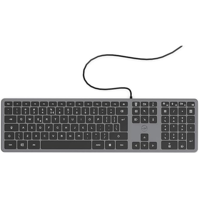 Mobility Lab ML302843 Ultra Slim PC Keyboard, Elegant and Ultra-Thin Design QWERTY US International - Wired - Space Grey - 450 x 130 x 28 mm - QWERTY US International