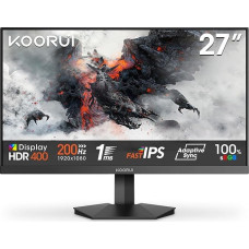 KOORUI G2711P 27 colių žaidimų monitorius, 1 ms 200 Hz FHD Fast IPS HDR400 kompiuterio ekranas, 100 % SRGB adaptyvioji sinchronizacija VESA 75 x 75 mm
