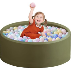 Zedachica Baby Ball Pit, 90 cm x 30 cm, Foam Ball Pit, Children's Round Ball Pit, Baby from 1 Year, Baby Ball Pool for Indoor and Outdoor Use, Girls and Boys (Sage Green, Without Balls)