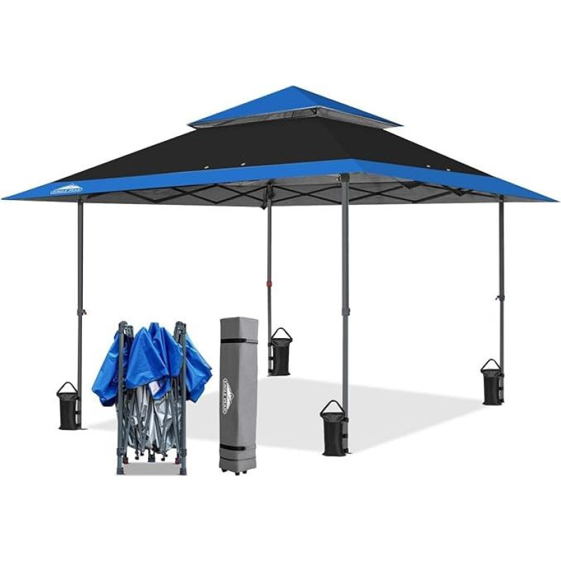 EAGLE PEAK Pop Up palapinė su tiesia koja 33 x 33 cm Momentinis lauko stogelis Lengva vieno asmens sąranka Surenkama pastogė su automatiškai išsiskleidžiančiais karnizais 169 kv. pėdų šešėlis