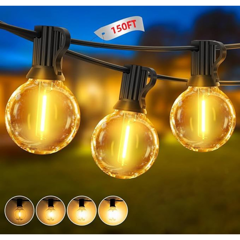 LED Fairy Lights Outdoor G40 Bulbs 45 m Outdoor Garden Lighting Power Party Bulbs Lights with Dimmable