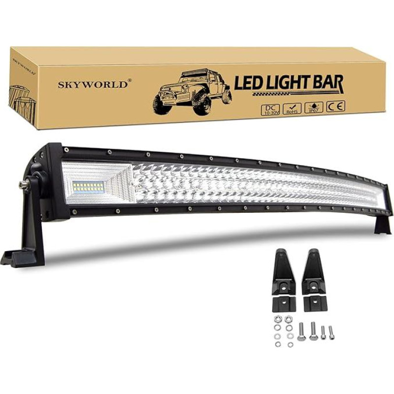 SKYWORLD 42 Inch 107 cm 540 W LED Work Light Bar Curved 12 V 24 V Additional Headlight Car LED Work Light Bar Waterproof Light Bar for Car SUV Off-Road ATV Truck Tractor Vehicles 4 x 4