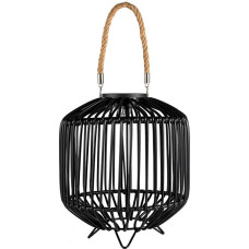 Pauleen 48177 Sunshine Delight Solar Lantern for Balcony or Garden Black, Grey Outdoor Lighting Plastic, Rattan, Metal Solar 3000 K