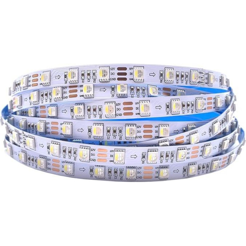 RGBW DC12V SK6812 (Similar to WS2812B) 5m 60LEDs/Pixels/m 300LEDs Individually Addressable Flexible 4 Colours in 1 LED Dream Colour LED Strip Not Waterproof IP30 (12V 5M SK6812 RGBW, White Pcb Ip30)