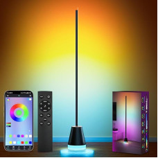Keepsmile Smart Corner Floor Lamp Living Room, Bright Floor Lamp Dimmable for Bedroom with Music Sync, 16 Million Colours Changing RGB LED Lamp with Remote Control and App