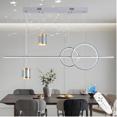 Qiaomao LED pakabinamas šviestuvas Valgomojo stalo pakabinamas šviestuvas Gyvenamasis kambarys Modernus 49 W žvaigždėtas dangus Susijungęs liustra Dimmable pakabinamas šviestuvas su nuotolinio valdymo pulteliu Valgomojo kambario šviestuvas 120 cm reguliuo
