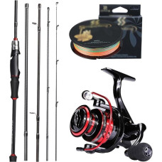 Žūklės meškerė Profesionalus spiningo žvejybos ritės ir strypo rinkinys 6 pėdų 7 pėdų basų meškerės meškerė ir spiningo žvejybos ritės su žūklės linijomis Pilnas žvejybos meškerės rinkinys (dydis: 1.8M-2000 ritė, spalva: raudona Eva ritė)