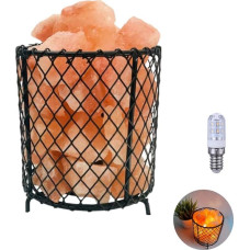 Salt Crystal Lamp Salt Range Pakistan Salt Stone Lamp Basket Light Black with LED Bulb Height Approx. 16-30 cm 2-10 kg Salt Crystal Light