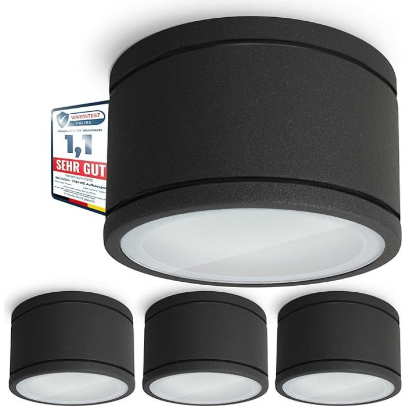 SSC-LUXon CELI-WX Surface-Mounted Spotlights Flat IP44 Outdoor & Bathroom Socket for 1x GX53 Surface-Mounted Spotlight Black (Light Bulb Not Included) Pack of 4