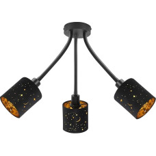 Ceiling Spotlight LED 3 Bulbs, Ceiling Light, Black, 350° Swivelling Ceiling Light, Spotlight Spotlight, Modern Wall Spotlight for Kitchen, Hallway, Living Room, Bedroom, No E14 Bulb