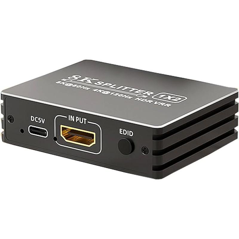 HDMI 2.1 Splitter 1 in 2 Out 4K 120Hz 8K 60Hz with Audio, BolAAzuL 1x2 HDMI Splitter 1 to 2 Monitors Duplicate Simultaneously, Powered, Plug & Play, Zero Latency, HDCP 2.3 HDR for PS5/Xbox/PC/TV