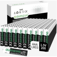 avmzvo AAA baterijos, LR03 baterijos, 200 vnt., 1,5 V, ilgaamžės, galingos, galima naudoti žaislams, žadintuvams ir kitiems elektroniniams prietaisams