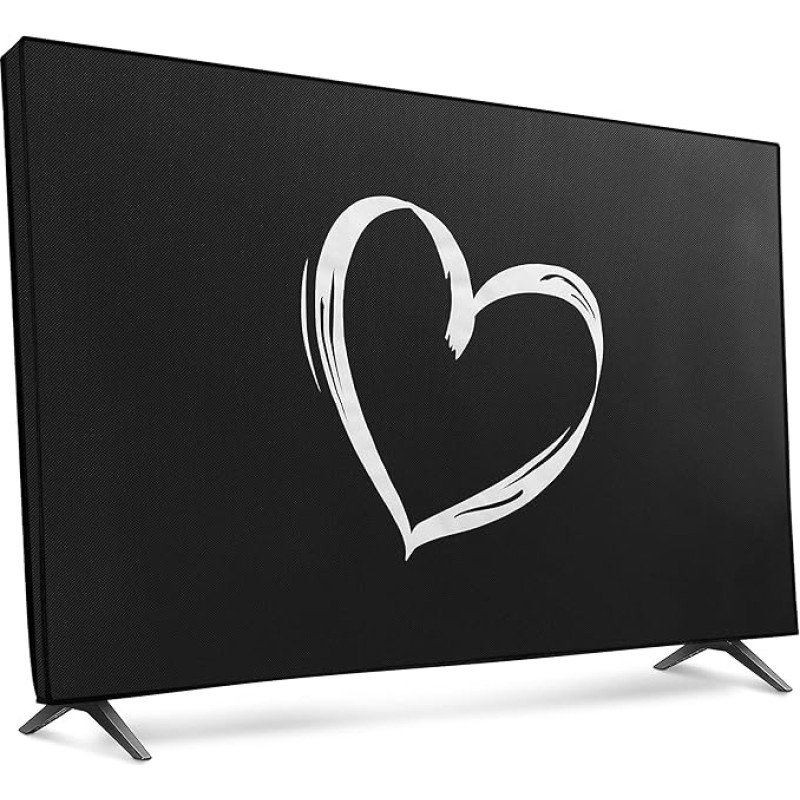kwmobile 49-50 Inch TV Case - Indoor TV Screen Protector Cover - TV Screen Dust Cover - Heart Brush White Black