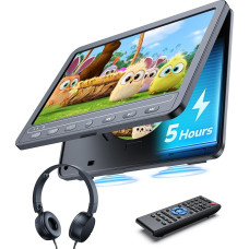 10,5 colio automobilinis DVD grotuvas su 5 valandų baterija, HDMI įvestimi, ausinėmis, automobiliniu TV monitoriumi, ant galinės sėdynės vaikams, palaiko USB/SD
