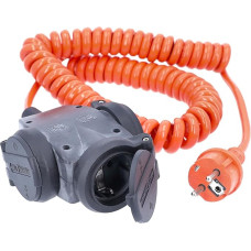 as - Schwabe Construction site spiral cable, 230 V/16 A, stretchable from 1 to 5 m, H07BQ-F 3G1.5, robust earthing contact spiral cable, extension cable with triple coupling, IP44, made in Germany,
