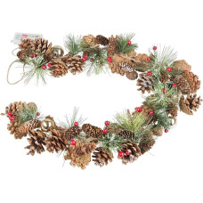 Idena 30224 LED kalėdinė girlianda su 10 šviesos diodų ir pušų spurgomis, šiltos baltos spalvos, 6 valandų laikmačio funkcija, maitinama baterijomis, apie 1 m ilgio, skirta Kalėdoms ir advento sezonui papuošti