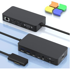 Microsoft Surface Dock with Triple Displays Dual HDMI+VGA, 12 in 1 Surface Docking Station for Surface Pro 9/8/X/7/6/5/4/3, Surface Laptop 5/4/3/2/1, Surface Laptop Go 3/2/1, Surface Book 3/2/1