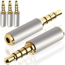 Xiatiaosann 3,5 mm ausinių adapteris 3,5 mm vyriškos ir 2,5 mm moteriškos lyties stereofoninis keitiklis išmaniesiems telefonams, mikrofonams, planšetiniams kompiuteriams, stereofoninis arba monofoninis, 5 vnt., 4 kontaktų 3,5 mm vyriškos ir 2,5 mm moteri