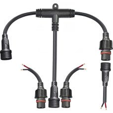 YETOR Waterproof Plug 2 Pin, IP68 16AWG Waterproof Plug Electric Cable T-shaped Connector, LED Extension Cable for Car, Boat, LED Strip for Indoor and Outdoor Use