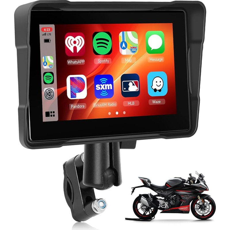 5 Inch Portable Moto Carplay Screen Carplay Portable Smart Player Support Android Car IP67 Waterproof