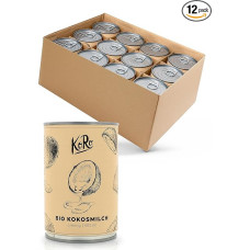 KoRo - Ekologiškas kokosų pienas 12 x 400 ml - Pagamintas iš kokosų ekstrakto - Aromatingas malonumas - Universalus naudojimas