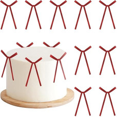 AOOTE torto dekoracijos, raudonos spalvos, 40 lapų torto dekoracijų pakuotė, torto dekoracijos su lanku, lankelio formos torto papuošalas vestuvių vakarėliui, vestuvių metinėms, gimtadienio torto dekoracijoms (raudonos spalvos)