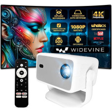 4K Projector, Unicview TP350, Google, Netflix Certified, Home Theater Projector with Android 13, 500 ANSI Lumens, Auto Keystone, Motorized Focus, Keystone 4D, Zoom, WIFI6, Bluetooth 5.2